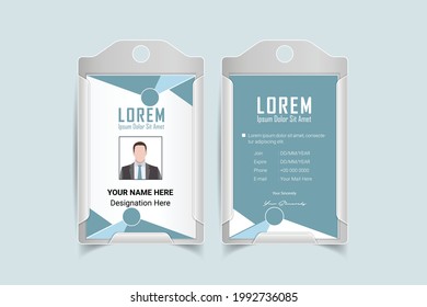 ID Card Design Template. corporate office Id card design. Employee ID. Vertical Double sided Business Identity Card Design. Flat style illustration. 