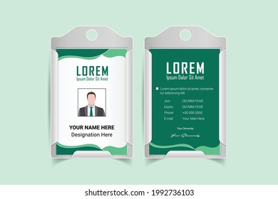 ID Card Design Template. corporate office Id card design. Employee ID. Vertical Double sided Business Identity Card Design. Flat style illustration. 