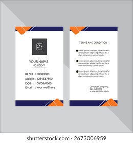 Diseño de tarjeta de identificación Plantilla color naranja