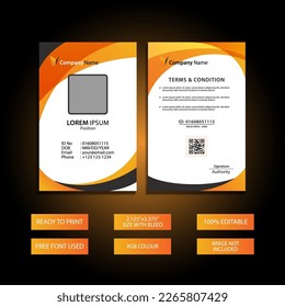 ID Card Design Template Print Ready File, Stylish Identity Card, Modern Identity Planner.