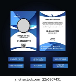 ID Card Design Template Print Ready File, Stylish Identity Card, Modern Identity Planner.