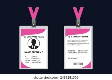 ID Card Design Template. School ID card. Clean and Modern Employee ID Card Design.  ID card design for corporates, offices, school and many other purposes.