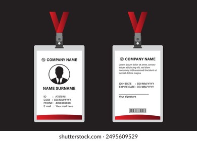 PLANTILLA de diseño de tarjeta de identificación.  Tarjeta de identificación escolar. Diseño limpio y moderno de la tarjeta de identificación del empleado. Diseño de tarjeta de identificación para empresas, oficinas, escuelas y muchos otros propósitos.