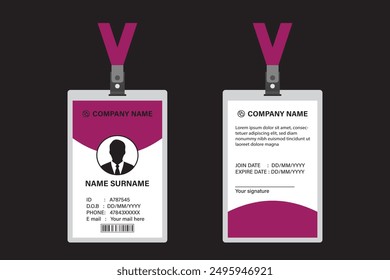 ID Card Design Template.  School ID card. Clean and Modern Employee ID Card Design. ID card design for corporates, offices, school and many other purposes.