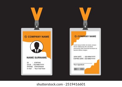 PLANTILLA de diseño de tarjeta de identificación. Tarjeta de identificación de la escuela. Diseño limpio y moderno de la tarjeta de identificación del empleado.  Diseño de tarjeta de identificación para empresas, oficinas, escuelas y muchos otros propósitos.