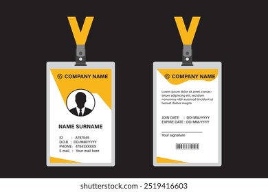 PLANTILLA de diseño de tarjeta de identificación. Tarjeta de identificación de la escuela. Diseño limpio y moderno de la tarjeta de identificación del empleado.  Diseño de tarjeta de identificación para empresas, oficinas, escuelas y muchos otros propósitos.