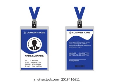 PLANTILLA de diseño de tarjeta de identificación. Tarjeta de identificación de la escuela. Diseño limpio y moderno de la tarjeta de identificación del empleado.  Diseño de tarjeta de identificación para empresas, oficinas, escuelas y muchos otros propósitos.