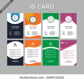 Modelo de design de cartão de identificação: mostre sua identidade comercial ou pessoal com este modelo de cartão de identificação profissional e versátil, perfeito para vários fins.