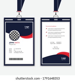 ID card design vector template, modern and corporate identity card design for company employee 