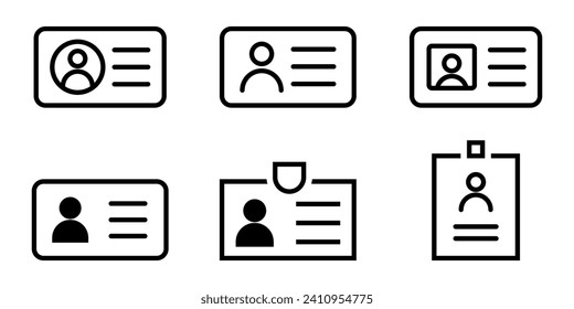 ID-Karte, Dokument, Führerschein oder Name-Abzeichen. Vektorsymbole gesetzt.