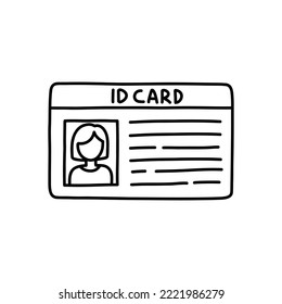 id card doodle icon, vector illustration