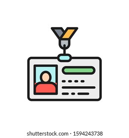 Id card, driver license, identification card flat color line icon.