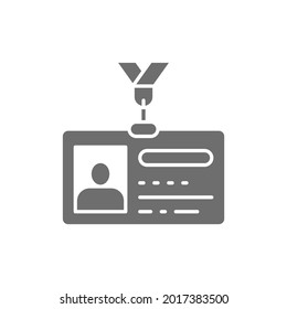 Tarjeta de identificación, licencia de controlador, icono gris de tarjeta de identificación.