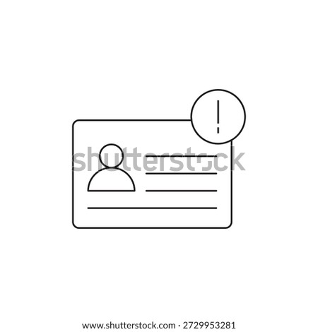 ID card with exclamation mark for user account warning