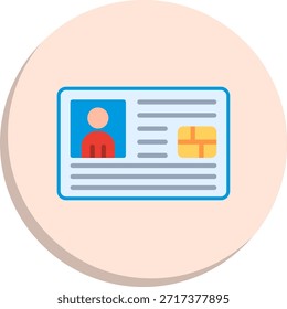 Icono de estilo de círculo plano de tarjeta de identificación