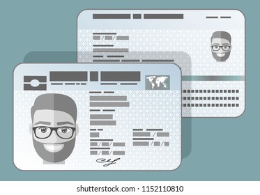 ID Card. Flat design style.