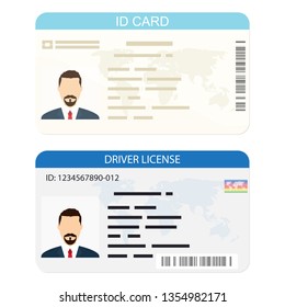 ID Card. Flat design style. Driver License isolated