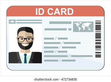 ID Card. Flat design style.