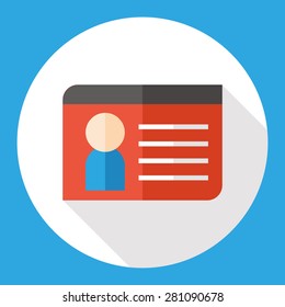 id card flat icon with long shadow