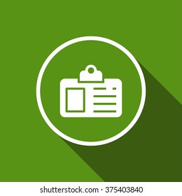 id card flat icon with long shadow. badge vector illustration