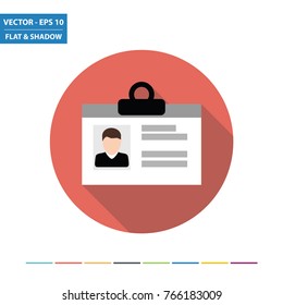 ID card flat icon with long shadow. Vector Illustration.