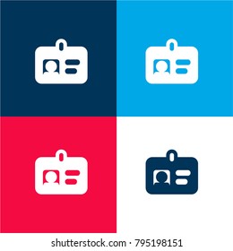 ID Card four color material and minimal icon logo set in red and blue