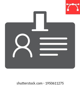 ID card glyph icon, identification and card holder, office badge vector icon, vector graphics, editable stroke solid sign, eps 10