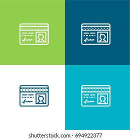 Id card green and blue material color minimal icon or logo design