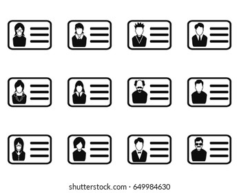 id card head icon set