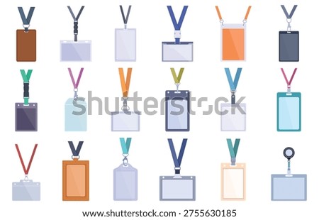 Id card holders. Plastic, leather holder for different personal documents. Driver license, transport cards, hotel room entrance, business id, sapid vector set