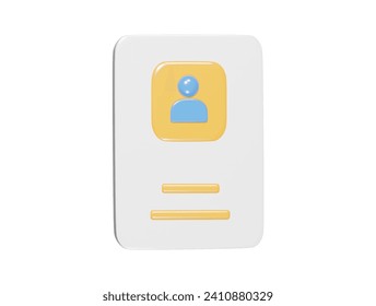  Id card icon 3d render illustration