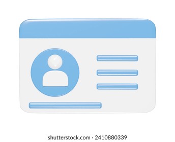  Id card icon 3d render illustration