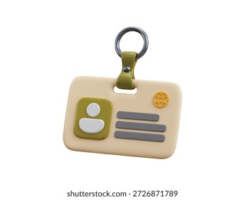 ID-Karte Icon 3D-Rendering-Konzept des Universitätsausweises, Büro-ID-Karte, Zugangskarte und Identifikationskarte Icon Vektorgrafik