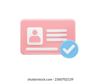 Id card icon 3d rendering element