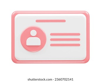 Id card icon 3d rendering element