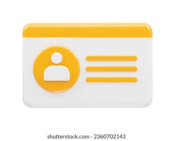 Id card icon 3d rendering element