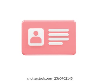 Id card icon 3d rendering element