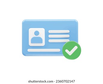 Id card icon 3d rendering element