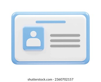 Id card icon 3d rendering element