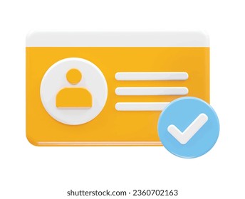 Id card icon 3d rendering element