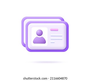 ID card icon. 3d vector illustration isolated on white background.