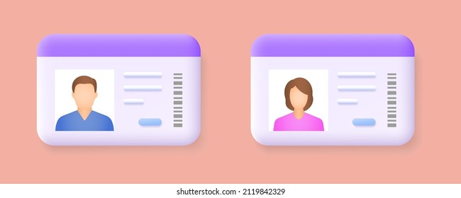ID card icon. 3d vector illustration on white background.