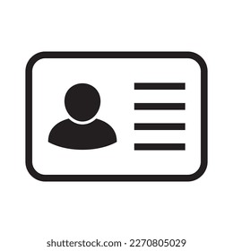 Id card icon. Id card badge icon. Identification card, driver's license icon. Vector illustration.