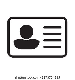 ID-Kartensymbol. ID-Kartenzeichen-Symbol. Identifizierungskarte, Führerscheinsymbol. Vektorgrafik.