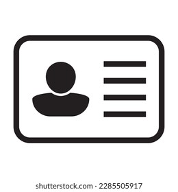 ID-Kartensymbol. ID-Kartenzeichen-Symbol. Identifizierungskarte, Führerscheinsymbol. Vektorgrafik.