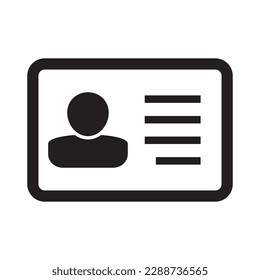 Id card icon. Id card badge icon. Identification card, driver's license icon. Vector illustration.