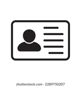 Id card icon. Id card badge icon. Identification card, driver's license icon. Vector illustration.