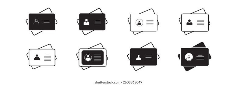 Id card icon. Id card badge icon. Identification card, driver's license icon. Vector illustration.