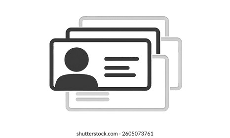 Id card icon. Id card badge icon. Identification card, drivers license, White Background, Isolate On Transparent Background Cut Out