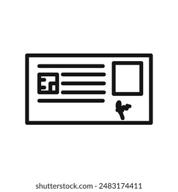 Icono de tarjeta de identificación Vector de arte de línea negra